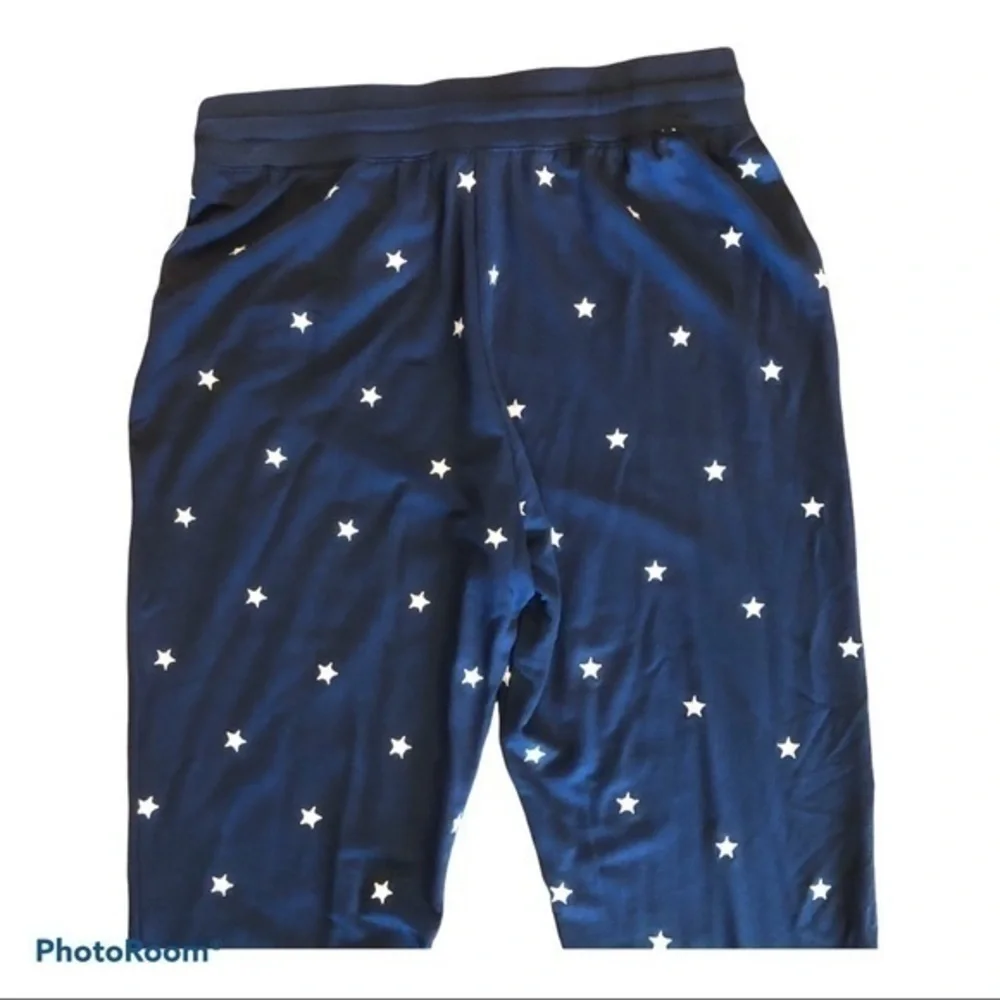 Splendid navy star embroidered drawstring joggers